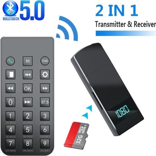 Wireless Remote Controller Car Bluetooth 5.0 Transmitter Receiver Wireless Adapter TF Music Player For PC TV Car