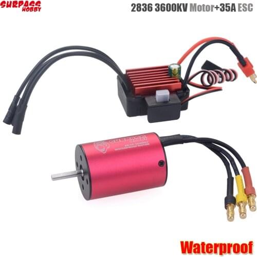 Surpass Hobby 2838 3600KV Brushless Motor + 35A Brushless Speed Controller ESC Waterproof 2S 3S For 1/16 RC Car