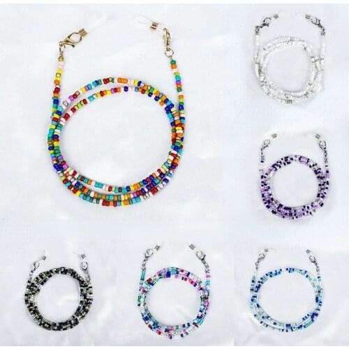 Bohemian Colored Mask Strap Beaded Glasses Chains Women Face Mask Lanyard Anti Slip Womens Neck Chain For Eyeglass Sunglasses