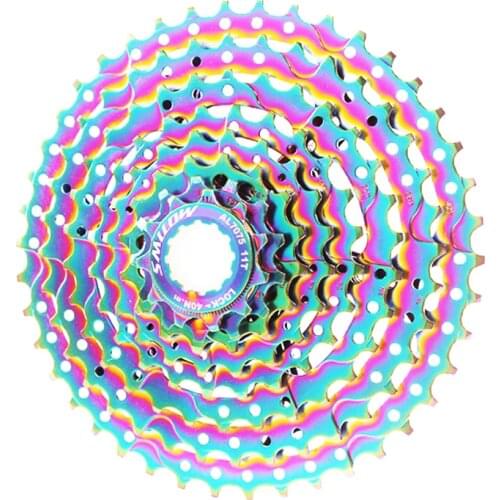 SMLLOW MTB Colorful Cassette Freewheel 8 Speed 11-13-16-20-24-30-36-42T Chrome-Molybdenum Steel Flywheel Rainbow Chain Bike Part