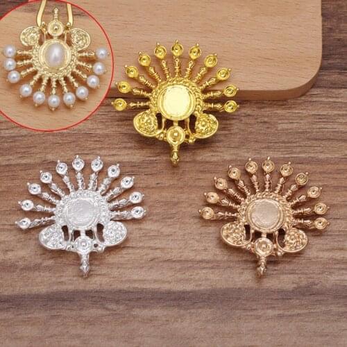5pcs 42*42mm Metal Alloy Flowers Accessories Gold Silver Plated Flowers Base Settings For Jewelry Making