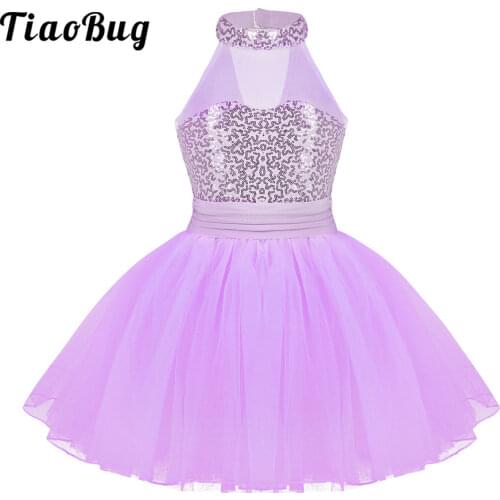 Girls Ballet Leotard Dress Kids Sequined Gymnastic Ballet Leotard Tutu Dress Dance wear