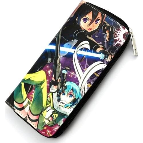 Anime Sword Art Online Kirito Synthetic Leather Wallet Yuuki Asuna Long Zipper Purse for Men and Women