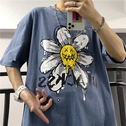 Sunflower Harajuku Street Print WomenS T-Shirt Summer O-Neck Short-Sleeved Cotton WomenS Tops Loose Oversized T-Shirt 2021