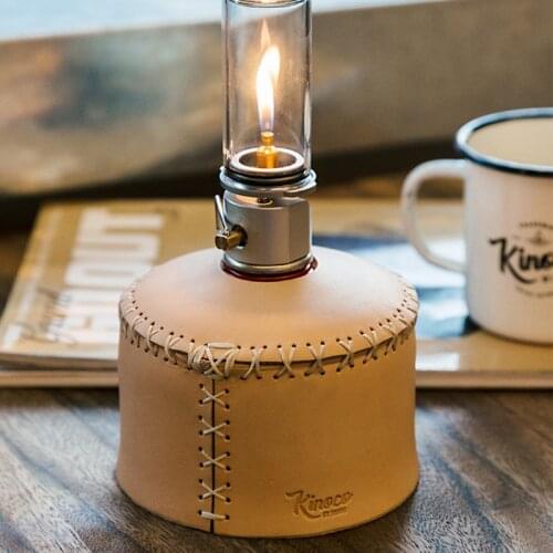 Glamping Outdoor Vintage Handmade Leather Gas Fuel Tank Can Canister Cylinder Cover Protector Lamp Shield Camping Equipment Gear