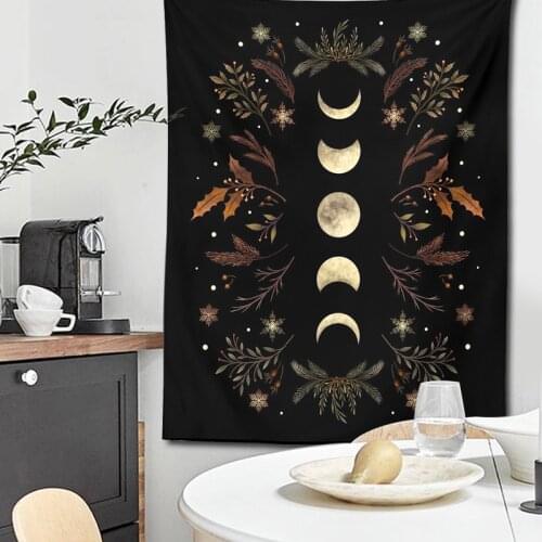 Moon Phase Tapestry Vintage Boho Decor Wall Tapestry Room Black Carpet Psychedelic Tapestries Wall Decor Home Decoration Wall