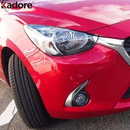 For Mazda 2 Demio DJ Hatchback 2014-2017 2018 Chrome Front Fog Light eyebrows Strip cover trim External decoration accessories