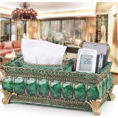 Imitation Jade Resin Removable Tissue Box Napkin Paper Boxes Large Size Multi-function Remote Control Storage Roll Paper Holder