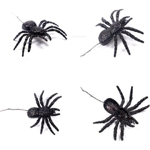 1/6pcs Artificial Spider Halloween Decoration Simulated Spider Realistic Plastic Spider Figurines Kids Toy