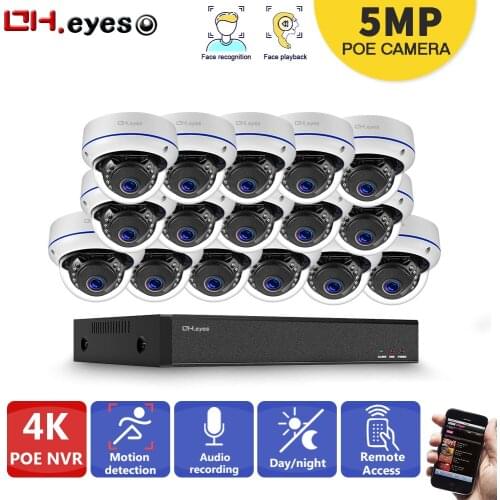 8MP 16CH POE NVR Kit HD SONY IMX335 5MP AI CCTV Camera System Audio Record Outdoor Waterproof IP Camera Home Surveillance Set