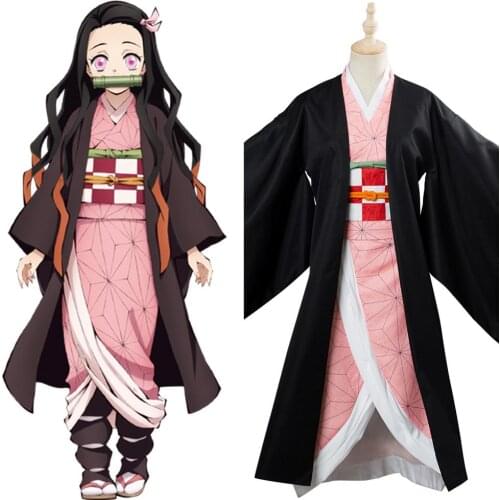 Demon Slayer Kimetsu no Yaiba Cosplay Costume Kamado Nezuko Women Full Suit Halloween Carnival Costumes