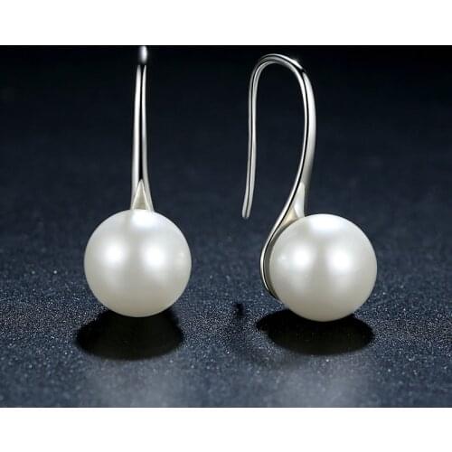 LByzHan Authentic 925 Sterling Silver Dazzling Fine Pearl Earrings for Women Wedding Silver Jewelry E330
