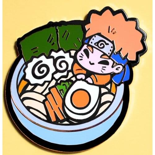 Cute Funny Narutoss Ramen Hard Enamel Pin Cartoon Anime Fans Medal Brooch Delicious Delicious Gourmet Pins Jewelry