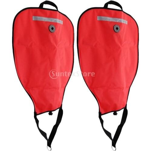 Set 2 Durable Reflective Tech Scuba Diving SMB 50lbs Lift Bag & Dump Valve Diver Safety Gear for Underwater Dive Snorkeling Red