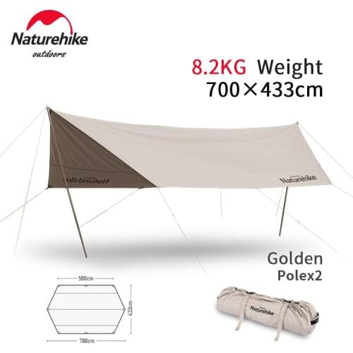 Naturehike Outdoor 5-8 Persons Sun Shelter Cotton Hexagonal Sunshade 7*4.33m Large Area Portable Waterproof Camping Awning