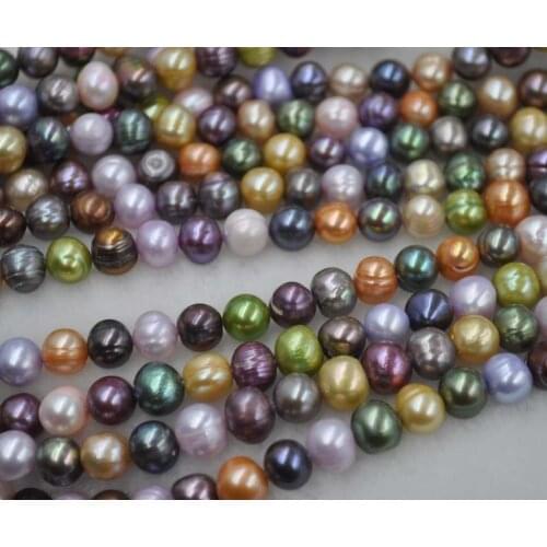 Wholesale 10 strands 8mm near potato Multicolor freshwater cultured pearl strings