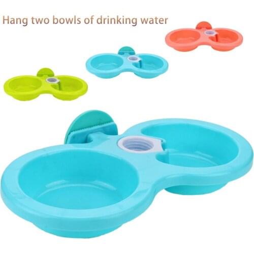 New Candy-colored Hanging Pet Bowl Water And Food Dual-purpose Double Bowl Automatic Drinking Fountain Pet Food Bowl Rice Bowl