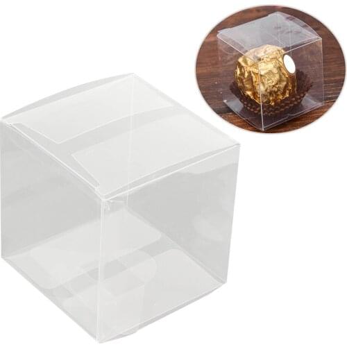 50pcs PVC Candy Gift Box Event Sweet Chocolate Boxes Clear Transparent Birthday Wedding Favor Holder Jewelry Bags