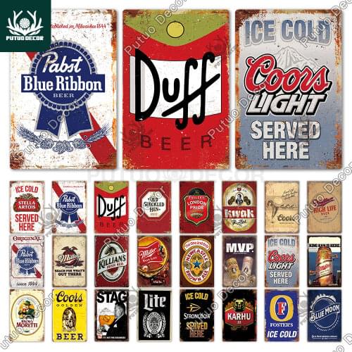Putuo Decor Beer Plaque Metal Vintage Pub Metal Sign Tin Sign Metal Plate Wall Decor for Bar Pub Club Man Cave Decorative Plates