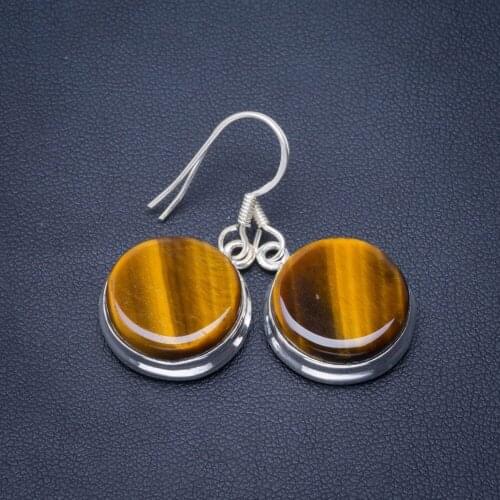 Natural Tiger Eye Handmade Unique 925 Sterling Silver Earrings 1.5" B2297