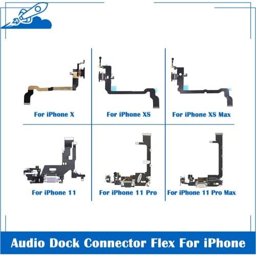 1pcs New Audio Dock Connector Flex For iPhone X XS XR XSMAX 11 11 Pro Max Charger Charging Port USB Dock Connector Replacement