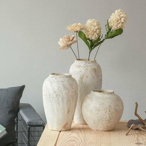 Modern Japanese Style Ceramic Coarse Pottery Vase Pastoral Porcelain Flower Pot vase decoration household plant vase
