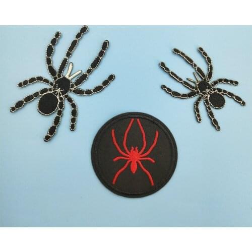 Embroidered Black Spider Sticker Cool DIY Iron on Fashion Patch for Jacket Backpack Clothing Apparel Decorative Appliques