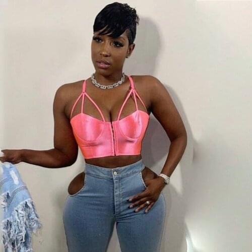 SEASONS 2021 Sleeveless Solid Sexy Hollow Out Crop Top Buckle Corset Summer Women Streetwear Outfits Y2K Camis Club ASVE83080