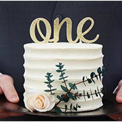 Gold Glitter Cake Topper for baby kid girls boys one 1st First Birthday party baby shower Anniversary decoration Accessory favor