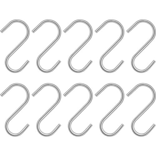 100Pcs Stainless Steel S Shaped Hooks Heavy Duty Display Hooks Kitchen Hanging Hanger Storage Holders Organizer For Home S Hooks