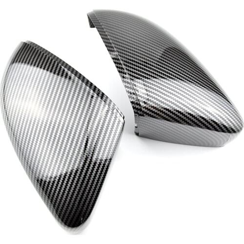 2 pieces Side Wing Mirror Cover Caps (Carbon Effect) for Volkswagen Rear View Mirror Cover Caps For VW Polo 6R 6C 2014-2017