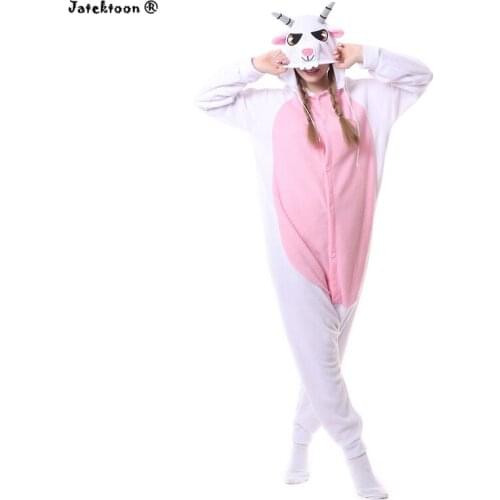 2018 New cute Goat Lamb Onesies Pyjama Unisex Sleepsuit Adult Sheep Pajamas Cosplay Costumes Animals Cartoon Sleepwear Jumpsuit