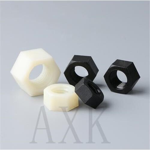 25pcs M2 M3 M4 M5 M6 M8 M10 M12 Brand New Black White Nylon Plastic Insulation Metric Threaded Hex Hexagon Nut For Bolt Screw