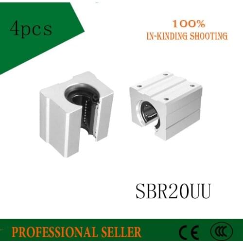 4 pcs SBR20UU SBR20 Linear Bearing 20mm Open Linear Bearing Slide block 20mm CNC parts linear slide for 20mm linear guide