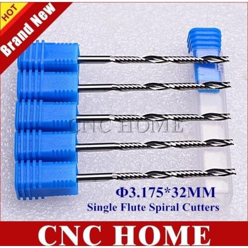 5pcs 3.175*32MM Carbide Single Sprial Flute Milling Cutter Solid Carbide End Mills Wood Machine Tools CNC Router Bits