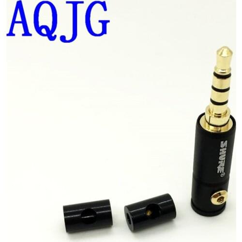 50pcs Jack 3.5 4 poles 3.5mm Audio Gold-Plated headphone plug 3.5 RCA Connectors plug jack Stereo connector for Shure AQJG