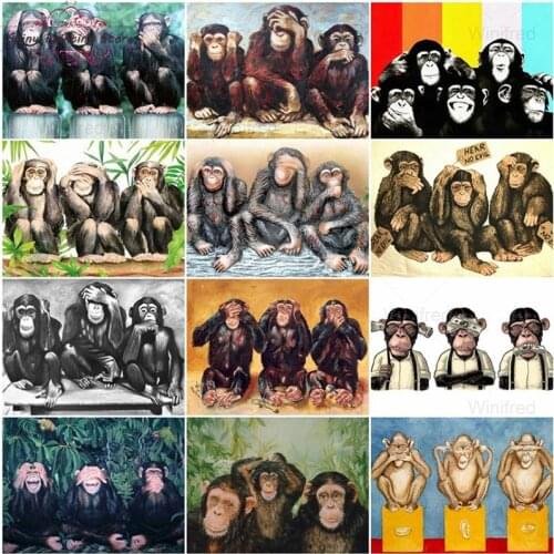 5D Diamond Painting Diamond Embroidery Three Orangutan Animal Monkey Mosaic Art Full Square Round Diamond Picture Home Decor