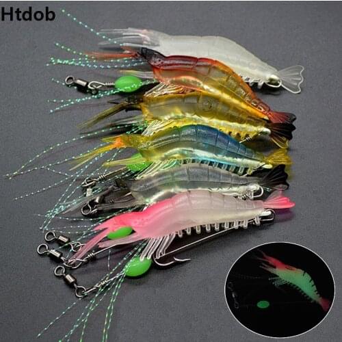 7Pcs/Set 8cm 5g Luminous Shrimp Silicon Soft Artificial Bait With Hooks Swivels Anzois Para Pesca Sabiki Rigs Fishing Tackle