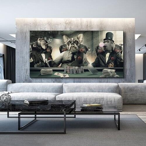 Abstract Animal Music Band Wall Art Decorative Posters Dog and Orangutan HD Print Canvas Painting Living Room Bedroom Mural Gift