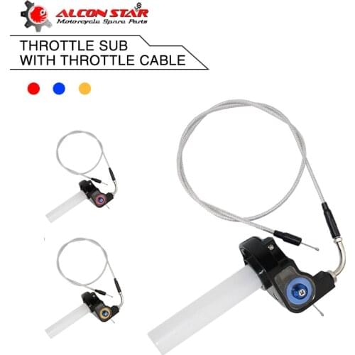 Alconstar- 7/8'' Quick Action Gas Motorcycle Throttle Grip Twist Settle & Elbow Throttle Cable Fit ATV Dirt Bike 50 125 150CC
