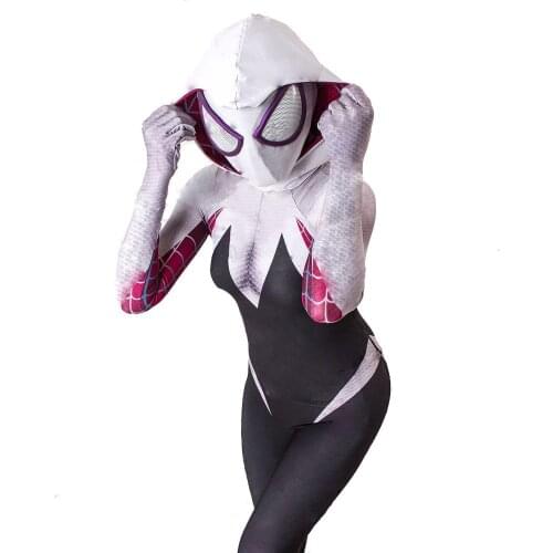 Anime Gwen Stacy Cosplay Costume Lycra for Halloween Costumes Gwen Bodysuit for Adult Kids