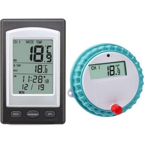 Wireless Pool Thermometer Hot Tub Home Swim Spa Water Temperature Meter Calendar Alarm Clock -40~60C Waterproof Outside Sensor