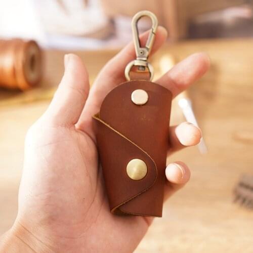 Genuine Leather Car Key Case on Waist Small Key Pouch Key Organizer Key Bag Mini Car Key Holder Men Women