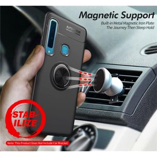Case For Samsung A9 2018 A920F Case Silicone Cover For Samsung Galaxy A9 2018 SM-A920 Soft TPU Cases Magnetic Car Holder Ring