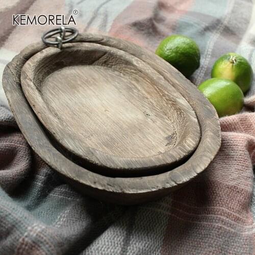 Home Office Storage Wooden Tray Fruit Bread Key Accessories Holder Vintage Container Table Decoration Photoing Ground