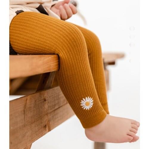 Kids Cotton Warm Ribbed Leggings Children Girl Boy Solid Shaping Cute Princess Daisy Pants Toddler Cute Trouser Baby Accessories