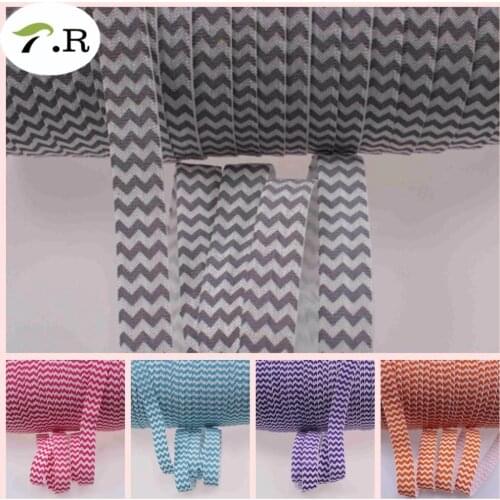 11colors 5/8" 15 mm Colored Chevrons FOE Elastics chevron fold over elastic, 50 yards/lot