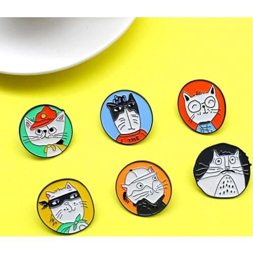 Cats Club Enamel Pin Cat Planet Moon Cafe Paw Badge Custom Kitten Brooches Lapel pin Jeans shirt Bag Cute Animal Jewelry Gift