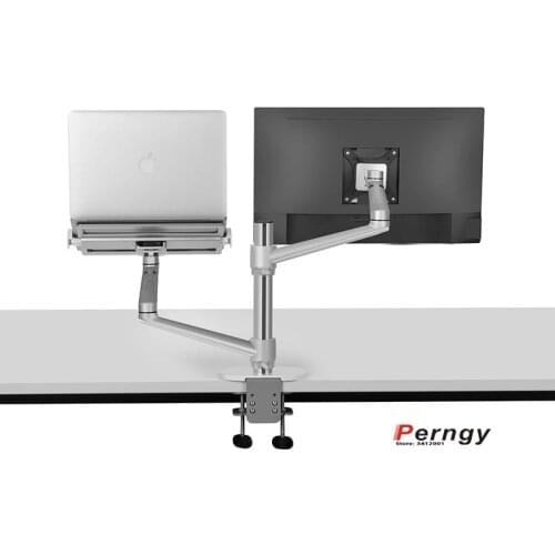 OL-3L aluminum silver Ergonomics 10"-17" desk laptop stand 32" monitor desktop bracket computer mount full motion column bar