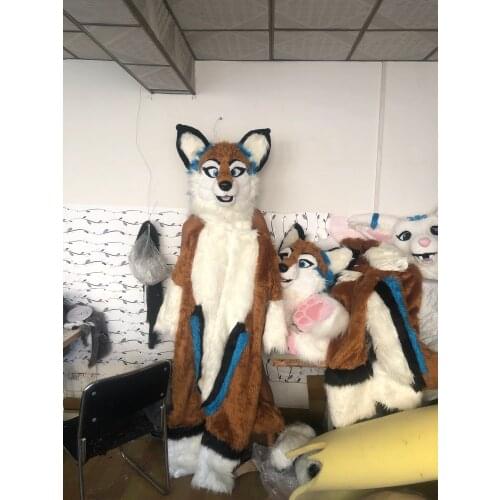 Customized available real photo full sets #66 Suit husky dog fursuit Costume fox Animal Party Fancy Dress Carnival Gift